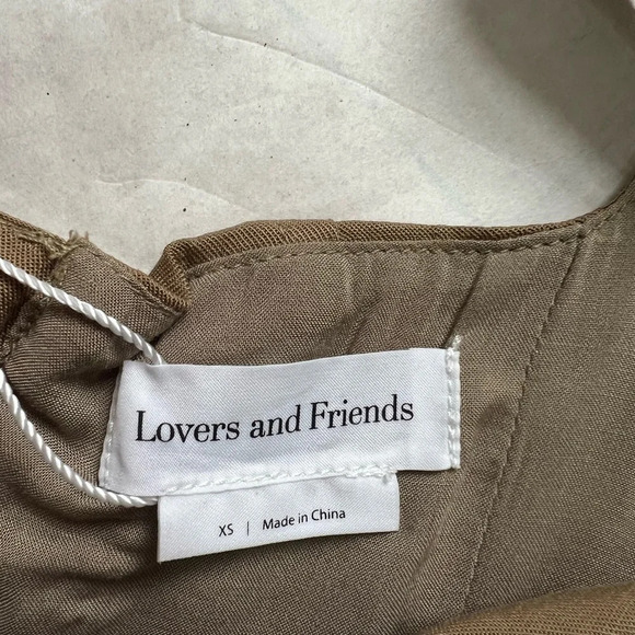 Lovers and Friends Steph Crop Top Tank Khaki Green Linen Blend Square Neck Sz XS - Picture 6 of 8